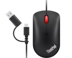 Lenovo 4Y51D20850 Office Mouse, Ambidextrous, USB Type-C, Optical, 2400 DPI
