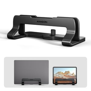 Axagon STND-VB Vertikaler Laptop-Ständer, einstellbare Breite, Aluminium Ständer für Notebooks und Tablets Schwarz 43,9 cm (17,3")