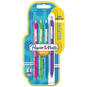 Papermate InkJoy 300 RT Niebieski, Zielony, Fioletowy, Czerwony Przyciskany długopis Średni 4 szt.