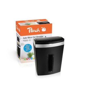Peach PS600-10 Aktenvernichter, Mikro-Schneideverfahren, 63 dB, Schwarz, Silber