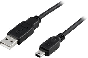 Deltaco USB-24S kabel USB USB 2.0 1 m USB A USB A/Mini-USB B 0,48 Gbit/s Czarny