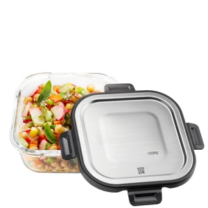 GEFU 12757 Square Food Storage Container, 0.8 L, Black, Transparent, 1 pc.