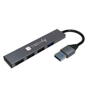 Techly IUSB32-HUB4A-3U2SL USB 3.2 Gen 1 (3.1 Gen 1) Type-A-hubbar och koncentratorer, 5000 Mbit/s, grå