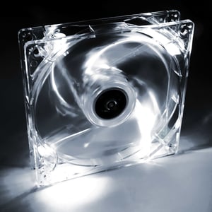 Akyga System fläkt 12 cm LED vit AW-12A-WH Molex 120x120 mm Datorchassi Fläkt Transparent 1 st.