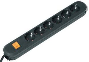 Bachmann SMART 6x Schuko H05VV-F 3G 1.50mm² 16A/3680W 3m 6-fach-Steckdosenleiste, schwarz