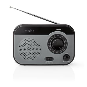 Nedis RDFM1340GY Portable Analog Radio, Black, Gray