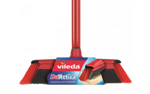 Vileda 143703 Besen für den Innenbereich, weiche/harte Borsten, Polyethylenterephthalat (PET), Gummi, Schwarz, Grau, Rot