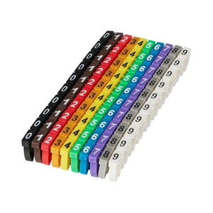Microconnect MC-CABLEMARKER kabelmärkare Svart, Blå, Brun, Grön, Grå, Orange, Röd, Lila, Vit, Gul 100 st.