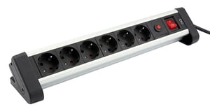 Olympia SL 2625 S 1.5 m Power Strip, 6 Outlets, Indoor, Black, Silver