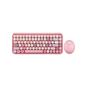 Perixx 11673 klawiatura Dołączona myszka RF Wireless QWERTY US English Różowy, Biały