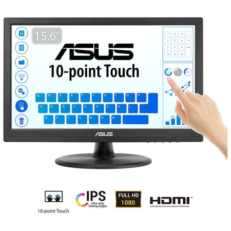 ASUS Touch VT169HE monitor komputerowy 39,6 cm (15.6") 1920 x 1080 px Full HD LED Ekran dotykowy Blad Czarny