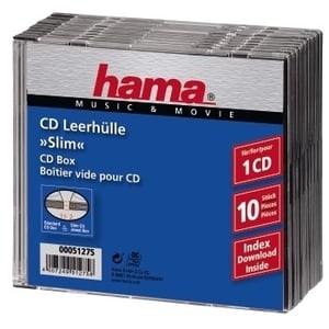 Hama CD Slim Jewel Case, 10-pack, 1 skiva, genomskinlig