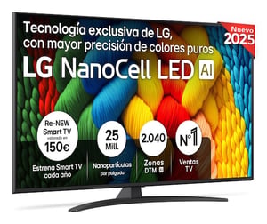 LG NanoCell AI 55NANO81A6A 139,7 cm (55") 4K Ultra HD Smart TV Wi-Fi Czarny