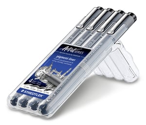 Staedtler Pigment Liner 308 Fineliner Schwarz 4 Stück