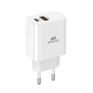 Rivacase PS4102 W00 Ladegerät für mobile Geräte, universell einsetzbar, weiß, Wechselstrom, Schnellladung, für den Innenbereich