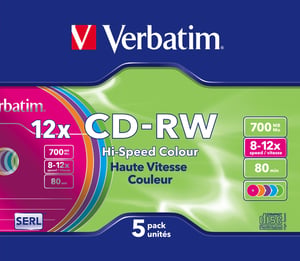 Verbatim CD-RW Colour 12x 700 MB 5 st.