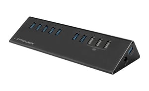 LC-Power LC-HUB-ALU-2B-10 huby i koncentratory USB 3.2 Gen 1 (3.1 Gen 1) Micro-B 5000 Mbit/s Czarny