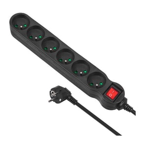 Maclean MCE225 Verteiler 1,5 m, 6 x Netzsteckdose, für den Innenbereich, schwarz