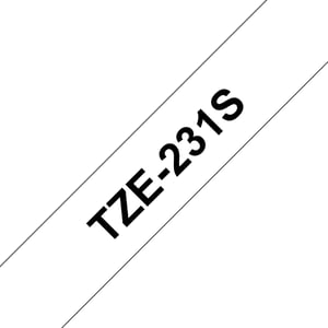 Brother TZE231S Label Ribbons: Black on White TZe