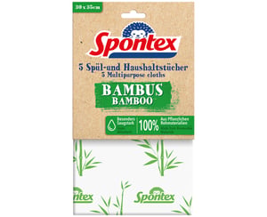 Spontex 19900210 ściereczka czyszcząca Włókna bambusowe Zielony, Biały 5 szt.