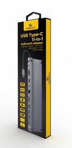 Gembird A-CM-COMBO11-01 Wired USB 3.2 Gen 1 (3.1 Gen 1) Type-C Docking Station, Gray