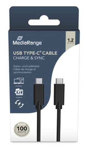 MediaRange MRCS214 USB-kabel USB 3.2 Gen 1 (3.1 Gen 1) 1,2 m USB-C Svart