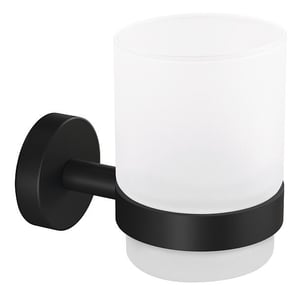 TESA MOON BLACK Black, White Wall-Mounted Toothbrush Holder