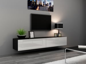 Cama Szafka RTV VIGO '180' 30/180/40 czarny/biały połysk