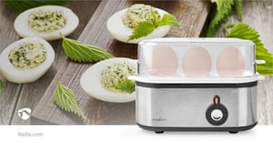 Nedis KAEB120EAL jajowar 3 jaj. 210 W Aluminium, Czarny, Przezroczysty