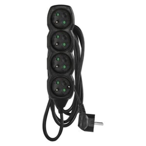 Emos 1902240300 3 m Power Strip with 4 Outlets, Indoor, Black