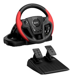 Genius SpeedMaster Black, Red USB Steering Wheel + Pedals for PC, PlayStation 4, PlayStation 3