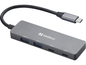 Sandberg 136-50 USB-Typ-C-Hubs und -Konzentratoren, 5000 Mbit/s, grau