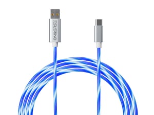 Oniverse ONICAB1-CTYPEC2-LED 2 m USB Cable (USB-A to USB-C), Blue, Silver