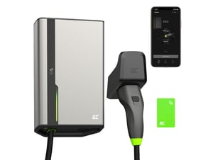 Green Cell GC HabuDen Wallbox 22kW 32A with NFC, 5m Type 2 Cable, Smart EV Charging Station with GC App, Bluetooth, and WiFi