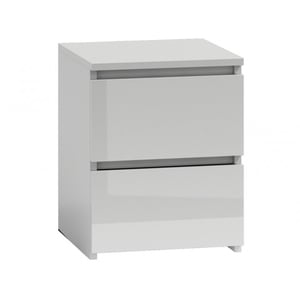 Topeshop M2 BIEL POŁYSK FRONT stół/ stolik nocny Szafka nocna 2 szuf. Biały