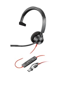 HP Poly Single-Ear Poly Blackwire 3310 USB-C Headset + USB-C/A Adapter