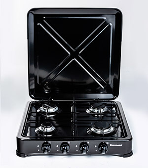 Ravanson K-04TB Cooktop, Black Countertop, Gas, 4 zones