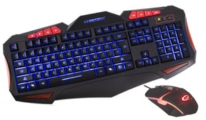 Esperanza EGK3000 klawiatura Dołączona myszka Gaming USB QWERTY British English Czarny, Czerwony