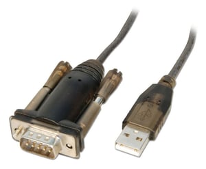Lindy 42855 Parallel Cable, Gray, Transparent, 1.5 m, USB Type-A to RS-232