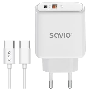 Savio LA-13 Portable Device Charger, Universal, White, AC, Fast Charging, Indoor