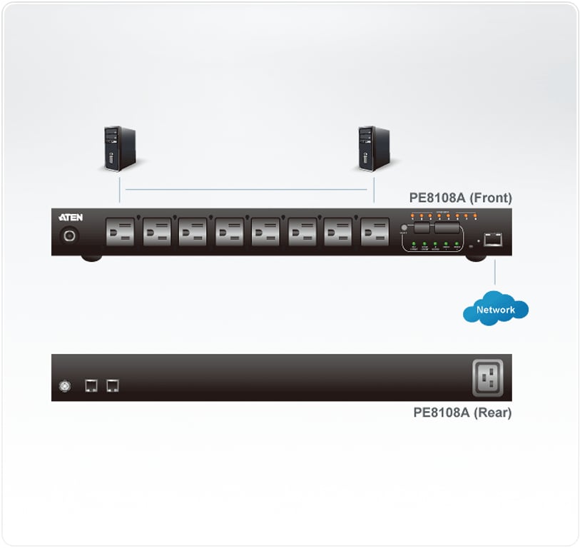 ATEN PE8108G rozdzielacz zasilania PDU 8 x gniazdo sieciowe 1U Czarny
