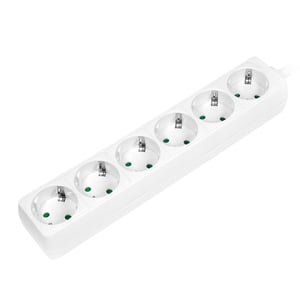 LogiLink LPS238 nätverksfördelare 1,5 m 6 x nätverksuttag, inomhus, vit
