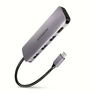 Axagon HMC-HCR3A 3x USB-A + HDMI + SD/microSD USB-C 3.2 Gen 1 Hub, 20 cm, Wired USB 3.2 Gen 1 (3.1 Gen 1) Type-C, Gray