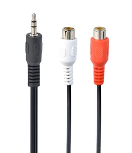 Gembird CCA-406 Audio Cable, 0.2 m, 3.5 mm, 2 x RCA, Black, Red, White