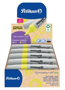 Pelikan Textmarker 490 eco, 10 Stück. Abgeschrägte Spitze. Gelb