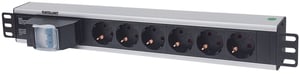 Intellinet 711432 PDU-Stromverteiler mit 6 Netzanschlüssen, 1,5 HE, schwarz, grau