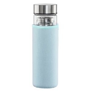 Hama 00181598 Water Bottle, Everyday Use, 450 ml, Borosilicate Glass, Silicone, Blue, Clear