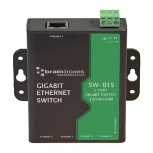 Brainboxes SW-015 przełącznik sieciowy Nie zarządzany Gigabit Ethernet (10/100/1000) Czarny, Zielony