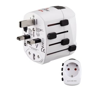 Hama World Travel Pro Universal Type F Power Plug Adapter, White
