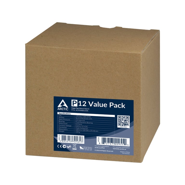 ARCTIC P12 Value Pack Obudowa komputera Wentylator 12 cm Czarny